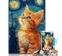Puzzle per adulti 1000 pezzi difficili Gatto sotto il cielo notturno Puzzle per adulti antistress Sfida difficile Regali di Babbo Natale segreto 26x38cm