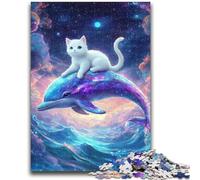 Puzzle per adulti 1000 pezzi difficili Gatto su un delfino Giochi educativi Giocattoli fai da te per è ideale come regalo per tutta la famiglia 50x75cm