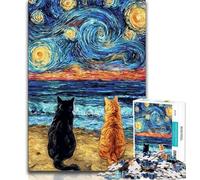 Puzzle per adulti 1000 pezzi difficili Gatto sulla spiaggia, giochi educativi Decorazione per la casa Gioco educativo per compleanno, Natale (38x26cm)