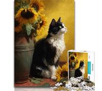 Puzzle per adulti 1000 pezzi difficili Girasoli e gatti Puzzle per adolescenti, antistress Vacanza ammazza tempo Lista dei desideri con Babbo Natale (dimensioni 38x26cm)