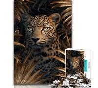 Puzzle per adulti 1000 pezzi difficili giungla leopardo dorato, giocattoli giochi educativi antistress, regali per amici e familiari per età 14 38x26cm