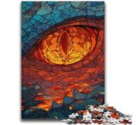 Puzzle per adulti 1000 pezzi difficili in vetro colorato con occhio di drago, aiuta il cervello a esercitare i giocattoli avvincenti per coltivare la pazienza, adatti alle coppie, 26x38cm