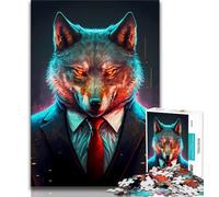 Puzzle per adulti 1000 pezzi difficili lupo CEO in abito puzzle per adulti gioco educativo per famiglie adatto per la decorazione della scrivania 38x26cm