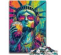 Puzzle per adulti 1000 pezzi Difficili Pop Art Statua della Libertà Aiutano il cervello a esercitare Giocattoli avvincenti per coltivare la pazienza Adatto per coppie 26x38cm