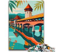 Puzzle per adulti 1000 pezzi difficili poster di viaggio di Lucerna giochi educativi giocattoli fai da te è ideale come regalo per tutta la famiglia (dimensioni 38x26cm)