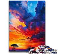 Puzzle per adulti 1000 pezzi difficili, puzzle del tramonto sulla prateria africana, sfida difficile antistress, adatto per la decorazione della scrivania, 38x26cm