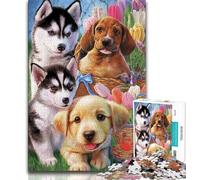 Puzzle per adulti 1000 pezzi difficili puzzle di cuccioli carini antistress sfida difficile adatto per la decorazione della scrivania 26x38cm