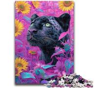 Puzzle per adulti 1000 pezzi difficili rosa girasole leopardo nero 1000 pezzi per adolescenti, giocattolo educativo divertenti giochi per famiglie arredamento unico per la casa (75x50cm)