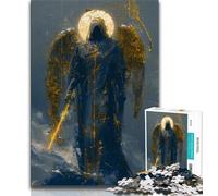 Puzzle per adulti 1000 pezzi difficili Samurai Ninja d'oro, sfida difficile antistress con poster abbinato e foglio di quiz 38x26cm