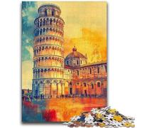 Puzzle per adulti 1000 pezzi difficili Torre pendente di Pisa al tramonto Giochi educativi Gioco educativo per compleanno, Natale e età 14 26x38cm