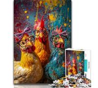 Puzzle per adulti 1000 pezzi difficili Tre polli, aiuta il cervello a esercitare giocattoli avvincenti per coltivare la pazienza Decorazione perfetta 38x26cm