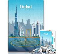 Puzzle per adulti 1000 pezzi difficili Visita Dubai, giocattoli educativi per l'apprendimento Giochi per famiglie Gioco educativo per compleanno, Natale (38x26cm)