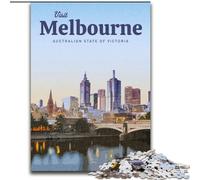Puzzle per adulti 1000 pezzi difficili Visita Melbourne Learning Giocattoli educativi Giochi per famiglie Gioco educativo per compleanno, Natale (50x75cm) 1000 pezzi