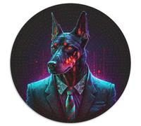 Puzzle per adulti 1000 pezzi Doberman Boss Puzzle rotondi in cartone Regalo perfetto per la festa della mamma, compleanni, Natale 67,5x67,5 cm