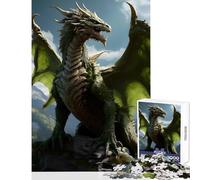 Puzzle per adulti 1000 pezzi Drago anziano della terra verde Decorazione per la casa Giocattoli Opera d'arte Regalo Giochi per famiglie con pezzi completamente interconnessi di forma casuale 50x75cm