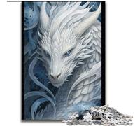 Puzzle per adulti 1000 pezzi Drago bianco in legno, rompicapo ad alta difficoltà per adolescenti 50x75cm per arredamento casa, allenamento del cervello e regali per le feste