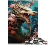 Puzzle per Adulti 1000 pezzi Drago giapponese Ciliegia Gioco di Puzzle Stimolante Interazione Genitore-Bambino 19,7 "x 29,5" per adolescenti 14+