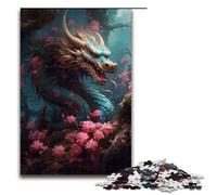 Puzzle per adulti 1000 pezzi drago giapponese ciliegia regalo di compleanno per ragazzi dai 14 anni in su 75x50 cm