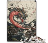 Puzzle per adulti 1000 pezzi Drago giapponese con onda Difficile Regalo per amici e familiari Adatto per E 14 50X75CM
