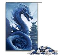 Puzzle per adulti 1000 pezzi Drago giapponese in blu Puzzle in legno per bambini Gioco educativo 1000 pezzi