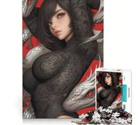 Puzzle per adulti 1000 pezzi Drago Tatuaggio Ragazza, Gioco per famiglie, Decorazione per la casa, con pezzi completamente ad incastro di forma casuale 38x26cm