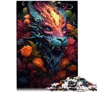 Puzzle per Adulti 1000 pezzi Drago Tra le Rose per Regali di Puzzle Anti-Stress sfida Difficile 14,96 pollici x 20,47 "per 14 Anni