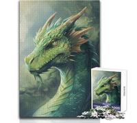 Puzzle per adulti 1000 pezzi Drago verde dipinto Rompicapo Giochi per famiglie Vacanze a casa Idee regalo per ammazzare il tempo Dimensioni 50x75cm