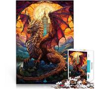 Puzzle per adulti 1000 pezzi Dragon Stained Glass Staycation: Zeit totschlagen Geschenke für Freunde und Familie75x50cm