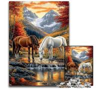 Puzzle per adulti 1000 pezzi Due cavalli Puzzle in legno Regalo perfetto per compleanni, feste e decorazioni per la casa 50X75CM