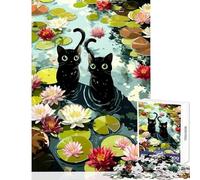 Puzzle per adulti 1000 pezzi Due gatti neri Decorazione per la casa Giocattoli Idee regalo Gioco rompicapo Migliora l'amore tra coppie Dimensioni 50x75cm