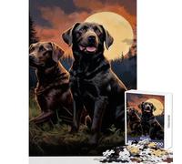 Puzzle per adulti 1000 pezzi Due Labrador di notte Giocattolo educativo Regalo di compleanno Giochi divertenti Rafforza l'amore tra coppie Dimensioni 38x26cm