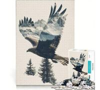 Puzzle per adulti 1000 pezzi Eagle Mountain Double Exposure, gioco per famiglie, decorazione per la casa, con pezzi completamente ad incastro di forma casuale 50x75cm