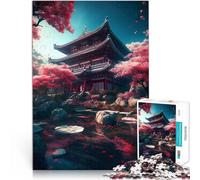 puzzle per adulti 1000 pezzi Edificio da giardino giapponese Fatto di legno per e da 14 anni in su Giocattolo educativo di decompressione intellettuale Regali di compleanno misurare：50x75cm