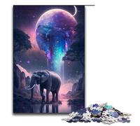 Puzzle per adulti 1000 pezzi Elefante al chiaro di luna Puzzle in legno Gioco educativo Sfida Giocattolo 75x50cm