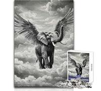 Puzzle per adulti 1000 pezzi Elefante alato nel cielo nuvoloso Sfida difficile Gioco pratico per bambini dai 14 anni in su (dimensioni 38x52cm)