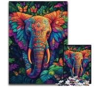 Puzzle per adulti 1000 pezzi Elefante della giungla Puzzle in legno Relax & Challenge, arte decorativa colorata per la casa, amici 50X75cm