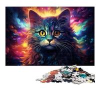 Puzzle per adulti 1000 pezzi Fantasy Color Cielo stellato Gatto Puzzle per puzzle in legno Giocattolo educativo antistress 1000 pezzi (75x50 cm)