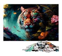 Puzzle per adulti 1000 pezzi Fantasy Tiger The Jigsaw Puzzle con poster abbinato e foglio di quiz 1000 pezzi (38x26 cm)