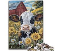 Puzzle per adulti 1000 pezzi Fattoria Girasoli Mucche Giocattolo educativo antistress Regali per amici e familiari 26x38cm