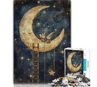 Puzzle per adulti 1000 pezzi Fenicotteri sotto la luna Puzzle per adolescenti antistress Staycation Kill Time Migliora l'amore tra coppie 26x38cm