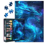 Puzzle per adulti 1000 pezzi fiamma drago blu 1000 puzzle creature mitiche puzzle drago blu divertente puzzle famiglia sfida gioco dimensioni: 50 x 70 cm