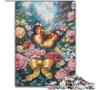 Puzzle per adulti 1000 pezzi Fiori e farfalle, gioco per famiglie, antistress, sfida difficile, rafforza l'amore tra coppie dimensioni 26x38cm