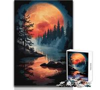 Puzzle per adulti 1000 pezzi Foresta Luna Riflesso Rilassante e pacifico Tempo libero Taglio netto e preciso Dimensioni giocattolo 50x75cm
