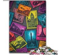 Puzzle per adulti 1000 pezzi Francobolli di Parigi, gioco per famiglie antistress, sfida difficile, rafforza l'amore tra coppie dimensioni 50x75cm