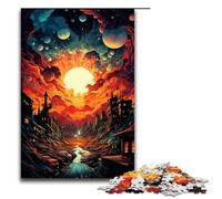 Puzzle per adulti 1000 pezzi Fuga dalla psichedelia colorata della città Puzzle Gioco Giocattoli Divertenti 75x50cm