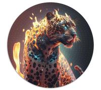 Puzzle per adulti, 1000 pezzi, fuoco, fiamme, fantasy, giaguaro, puzzle impegnativi, gioco di attività per famiglie, decorazione da parete per la casa (67,5x67,5cm)