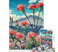 Puzzle per adulti 1000 pezzi Garofani e montagne Giocattoli antistress Ottimo regalo Giochi rilassanti Adatto per la decorazione della scrivania Dimensioni 50x75cm