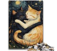 Puzzle per adulti 1000 pezzi Gatti che abbracciano il cielo notturno Puzzle da 1000 pezzi, giochi divertenti Ogni pezzo è unico - Gioco divertente per tutta la famiglia (50x75cm)