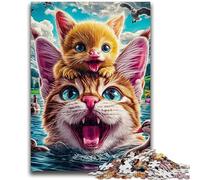 Puzzle per adulti 1000 pezzi Gatti e gattini Difficili e stimolanti con poster abbinato e foglio di quiz per età 14 50x75cm