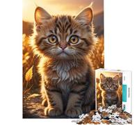 Puzzle per adulti 1000 pezzi Gattino che prende il sole su una roccia Puzzle da 1000 pezzi Decorazione per la casa Giocattoli Arte da parete Regali di Natale e compleanno (38x52cm)